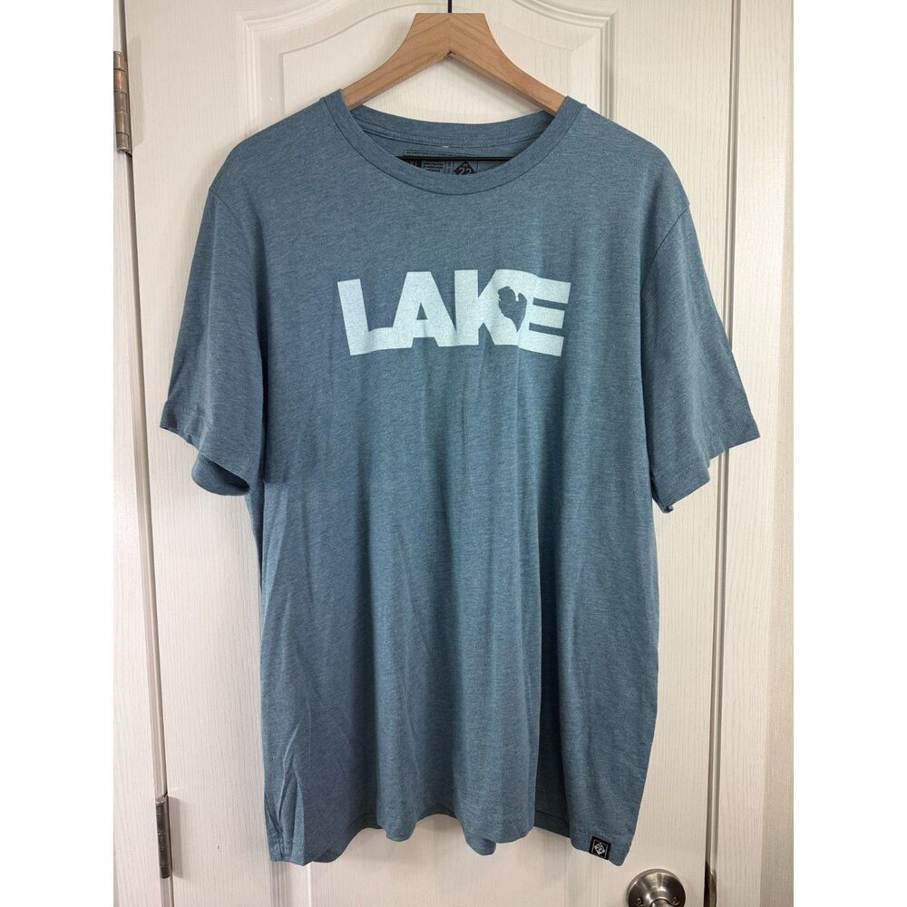 M22 Lake Michigan Graphic T-Shirt Blue Heather Short Sleeve Tee Men's 2XL